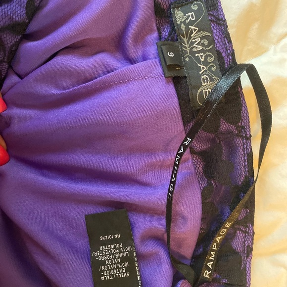 Purple with black lace shorts with back zip - Picture 4 of 5